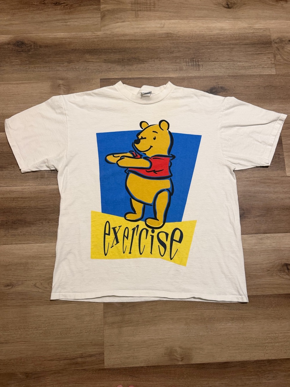 Vintage 90s Winnie the Pooh Exercise T-Shirt White Men's Large Single Stitch